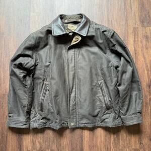 Rainforest Cotton Bomber Jacket – Detachable Leather Collar, Lining, XL